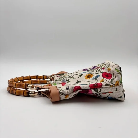 Gucci White Flora Floral Canvas Bamboo
Top Handle Mini Tote Bag - Picture 2 of 12